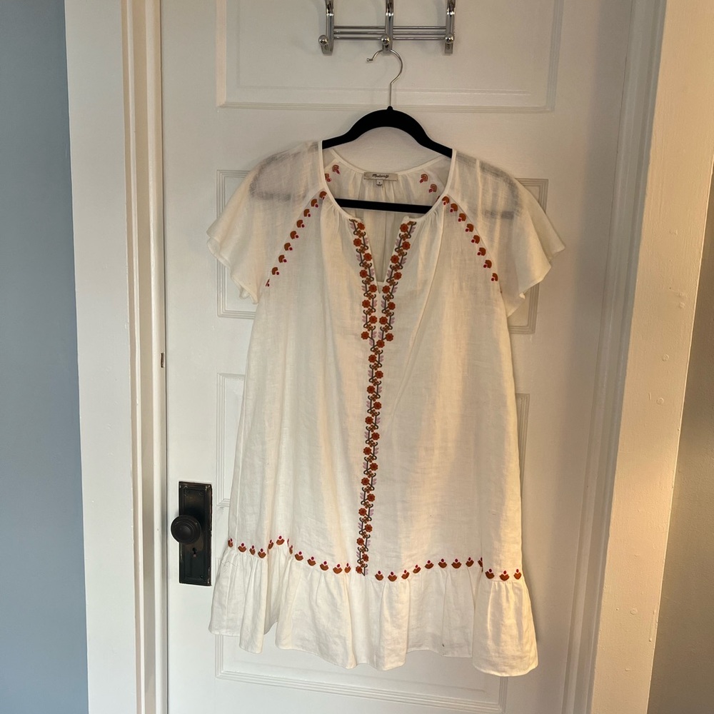 Madewell white floral embroidered mini dress
